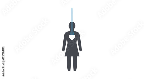 a hanging noose around a woman's neck.