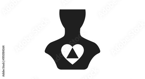 A black silhouette of a person with a heart.