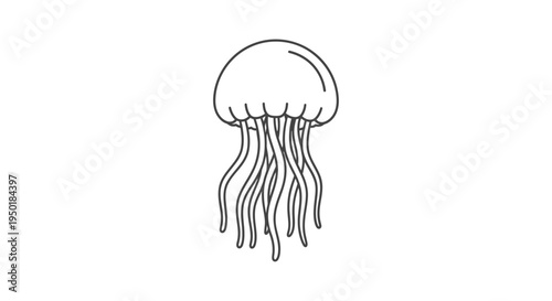 A simple line drawing of a jellyfish.