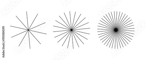 Radial sun line pattern ray shape icon. Vector graphic star circular burst sun linear concentric abstract starburst