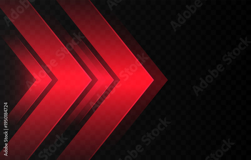 Glowing red arrows PNG. Dynamic glowing arrows showing speed and motion. Neon arrows PNG.