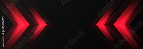 Glowing red arrows PNG. Dynamic glowing arrows showing speed and motion. Neon arrows PNG.