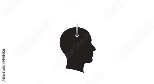 Black silhouette of a human head with paperclip.