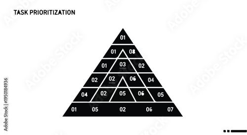 Task prioritization pyramid chart with numbers and sections, business organization and management concept illustration