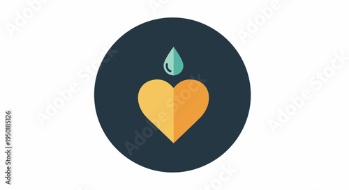 Heart with a drop of water on top.