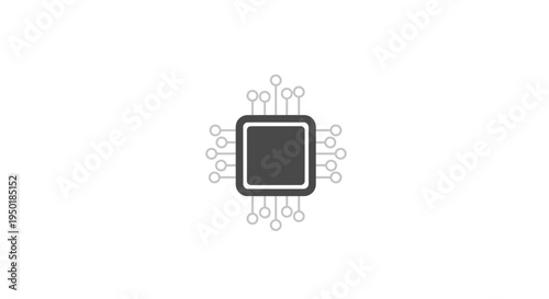 A microchip with connections on a white background.