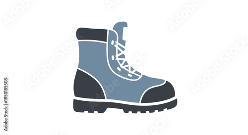 a blue hiking boot with laces.