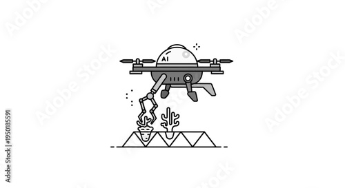 Drone dropping seed on mountain landscape.