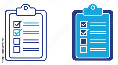 Two checklist clipboards with checked items and empty boxes isolated on transparent background