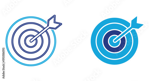 Target illustration with arrow hitting bullseye in modern blue gradient design style
