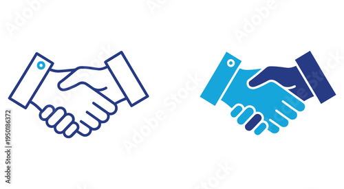 Two business professionals shaking hands in formal agreement illustration with suit attire