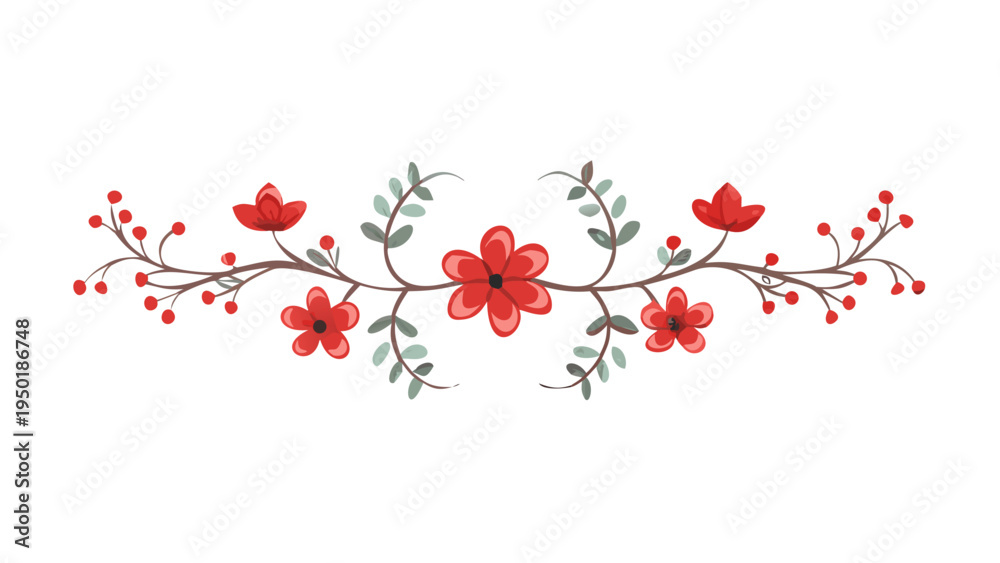 Obraz premium Small blossom floral divider botanical ornament