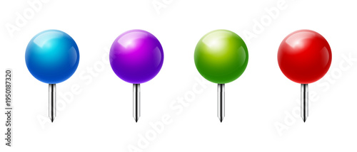 Pushpin thumbtack 3d icon set. Map pin vector realistic tack thumb isolated icon