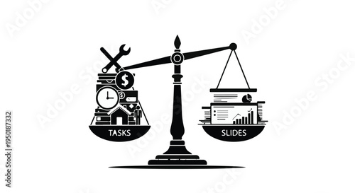 Taxes versus skills balance scale concept with clock and money on one side and graphs on the other, symbolizing financial equilibrium and professional expertise in modern business and accounting