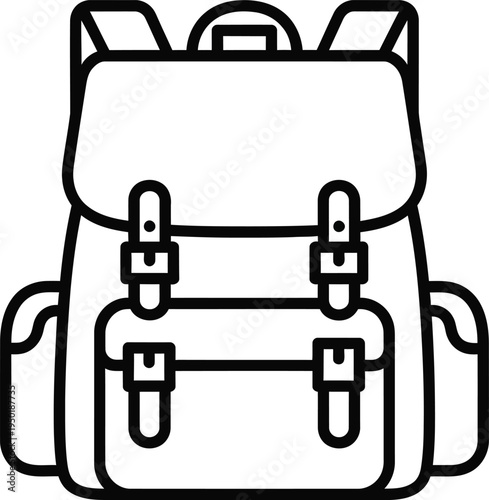 A classic rucksack backpack featuring a large main compartment with two buckled front flap straps