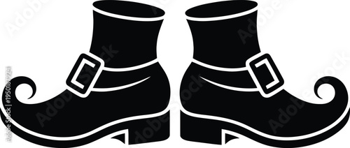 Elf Shoes Silhouette Icon for Christmas and St Patrick Holiday Design