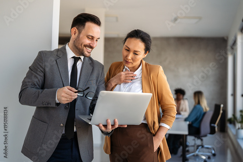 Success group of multiethnic entrepreneurs and business people achieving goals in corporate office