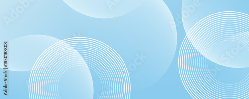 Abstract minimalist banner background, pastel colorful, blue and white gradations. Circle effect style art