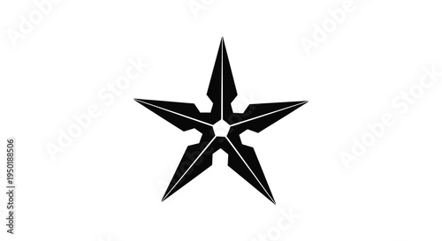 A striking black star shape with sharp edges provides a bold graphic design silhouette high quality