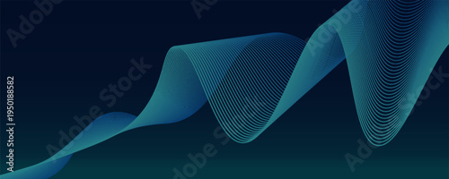 Modern abstract green wave on dark teal background,tech banner, corporate business concept, hi-tech abstract background, vector illustration for business or presentation