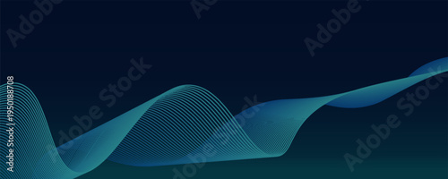 Modern abstract green wave on dark teal background,tech banner, corporate business concept, hi-tech abstract background, vector illustration for business or presentation