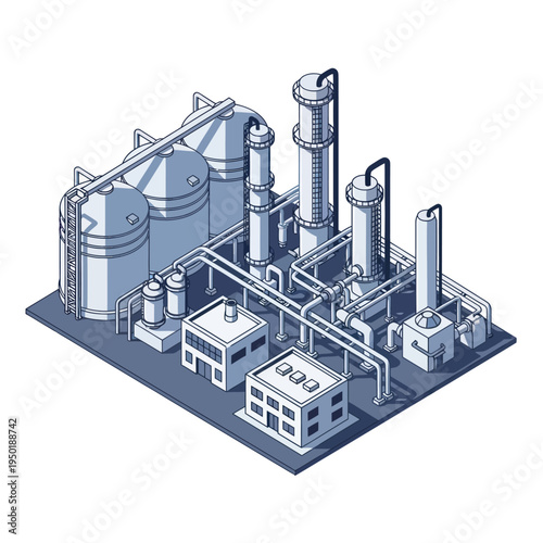 Foto Industrial Factory Complex with Various Structures.