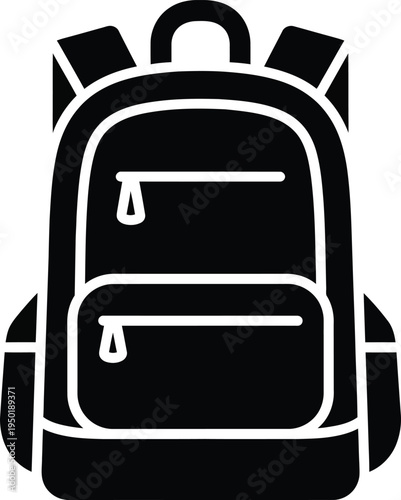 A classic black school backpack featuring two front zippered pockets and comfortable shoulder straps
