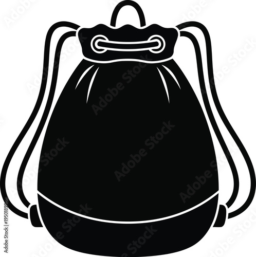 Black drawstring backpack with shoulder straps for carrying personal belongings and sports gear