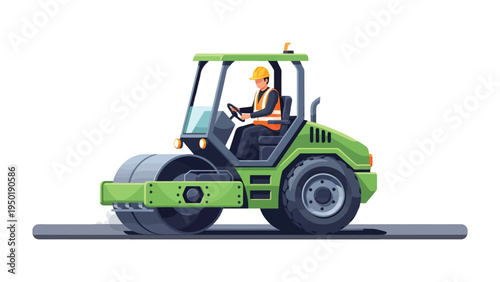 Road Roller Operator at Work: An illustration showcases a road roller operator in action, symbolizing infrastructure development and progress.