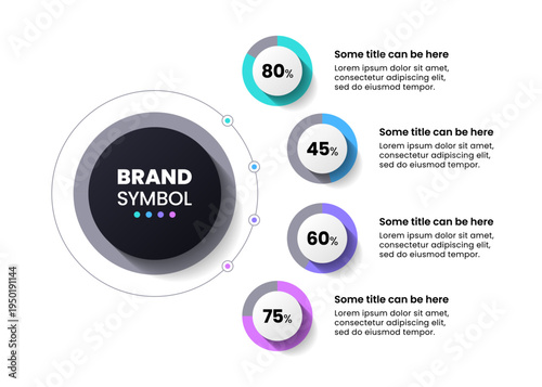 Infographic template. 4 circles with editable percentages