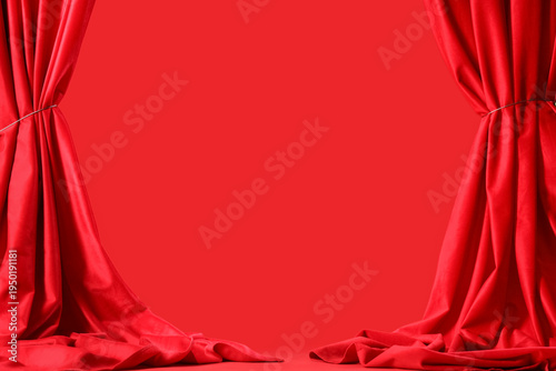Open red curtains on color ...