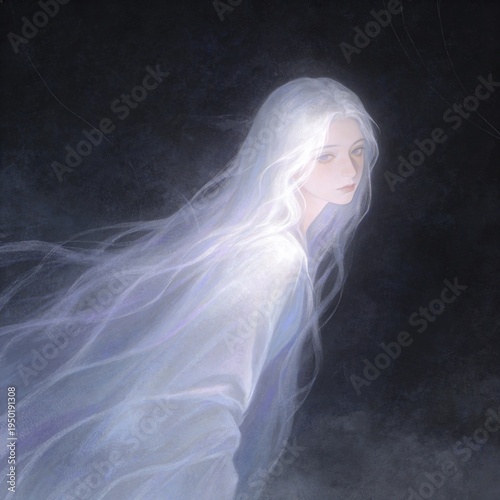 illustration of a ghostly woman