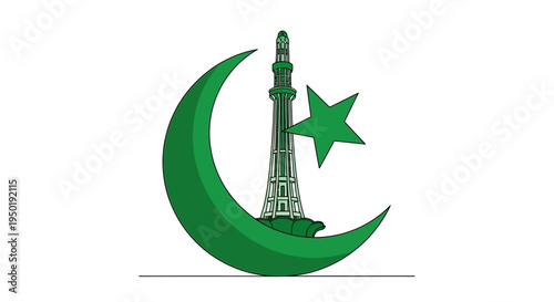 Pakistan National Symbol Crescent Star.