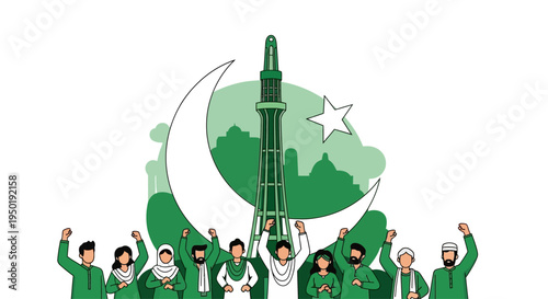 People Celebrating Pakistan Independence Day.
