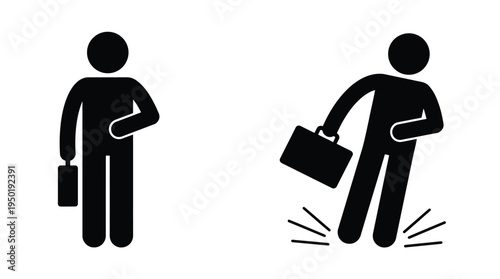 vector illustration of stick figures with briefcases in dynamic poses
