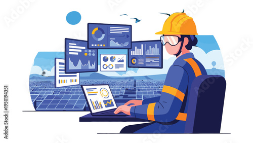 Solar Energy Expert: An expert in the realm of renewable energy, diligently monitors crucial data and performance metrics to ensure optimal function and energy output.