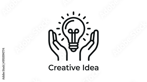 A vector graphic illustration of a lightbulb idea being supported by hands