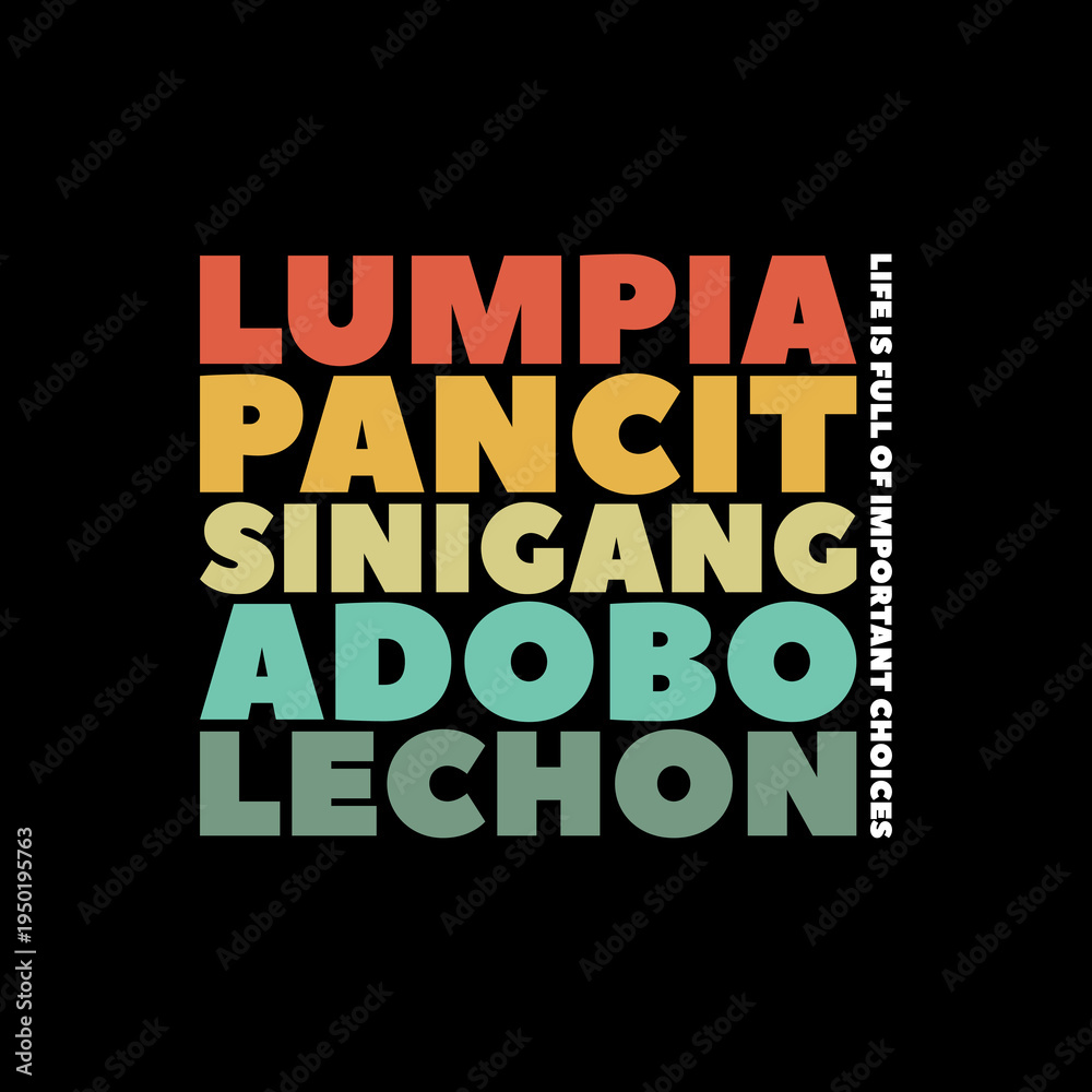 Fototapeta premium Filipino Food Menu Typography Graphic for Pinoy Pride Apparel