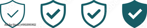 Shield security icons checkmark protection verification trust symbols vector set