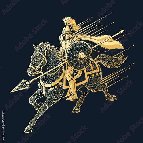 Medieval Knight Riding Horse with Armor.