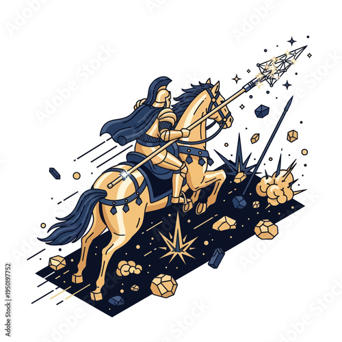Illustration of Centaur Riding Horse Through Space.