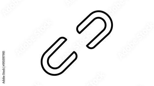 Minimalist black icon of a broken chain link, symbolizing disconnection, failure, or separation, representing broken links, malfunction, or loss of connectivity in a clean design.