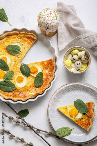 Cut Easter egg tart with sw...