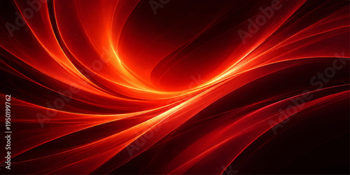 An artistic red abstract fractal background features flowing waves and glowing light patterns to create a dynamic energy texture for a modern wallpaper design