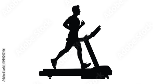 Man running on a treadmill stark black form striking silhouette
