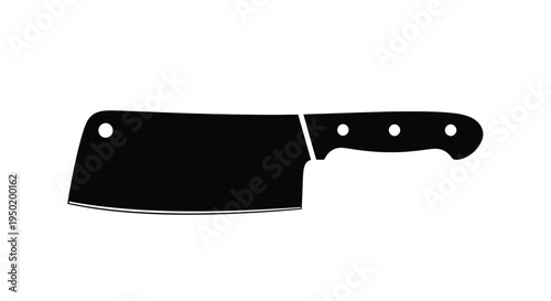 A sharp cleaver tool is displayed in a dark silhouette
