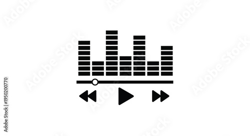 Minimalist audio player interface with equalizer bars a striking silhouette