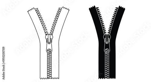 Canvas-taulu Two zipper illustrations one white and one black in silhouette