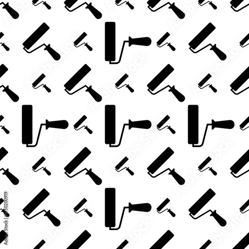 Painters Roller Brush Icon Seamless Pattern