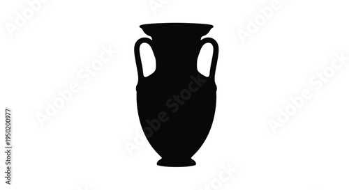 A classic amphora vase shape presented in black silhouette